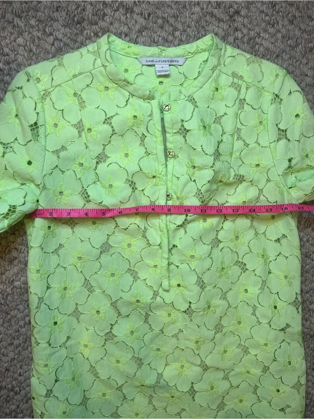 NWOT Diane von Furstenberg Neon Yellow Warner dress- size 6 - Picture 7 of 10